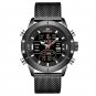 Black_Men Watches Mens Sports Watch Full Steel Waterproof Quartz Wristwatch Military LED Digital