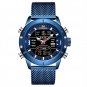 Blue_Men Watches Mens Sports Watch Full Steel Waterproof Quartz Wristwatch Military LED Digital C