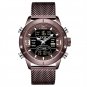 Coffee_Men Watches Mens Sports Watch Full Steel Waterproof Quartz Wristwatch Military LED Digital