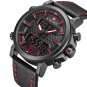 Black Red_Men Sports Watches Men's Quartz Digital Leather Waterproof Military Wrist Watch