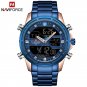 Gold Bule_Men Sports Watches Men's Quartz LED Digital Clock Male Full Steel Military Wrist Watch