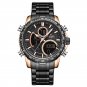 Rose Gold Black_Brand Watch Men Stainless Steel Band Waterproof Quartz Wristwatch Big Sports Chronog