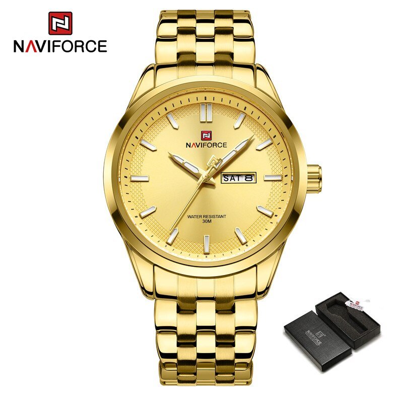 GG-BOX_Men's Watch   Waterproof Stainless Steel Male Luxury Quartz Wristwatch Date Week Luminous Clo