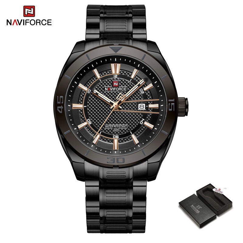 BB-BOX_Watch for Men Luminous Date Quartz Watches Men's Sport Waterproof Stainless Steel Band Wristw