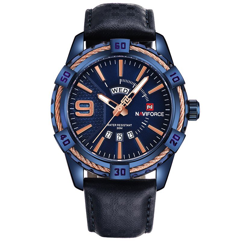 Black Bule_2018     Men Quartz Watches Men's Casual Leather Sports Wrist Watch Male Clock