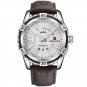 Silver White_2018     Men Quartz Watches Men's Casual Leather Sports Wrist Watch Male Clock