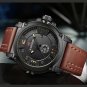 Black Red_Mens Watches Top Men Leather Watches Man Analog Quartz Clock Waterproof Sports Army Mil