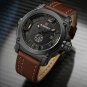 Brown Yellow_Mens Watches Top Men Leather Watches Man Analog Quartz Clock Waterproof Sports Army