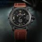 Orange_Mens Watches  Top   Men Leather Watches Man Analog Quartz Clock Waterproof Sports Army Milita