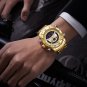 Gold Gold_Men Watch Top   Mens Sports Quartz Watches Chronograph Male Clock Stainless Steel