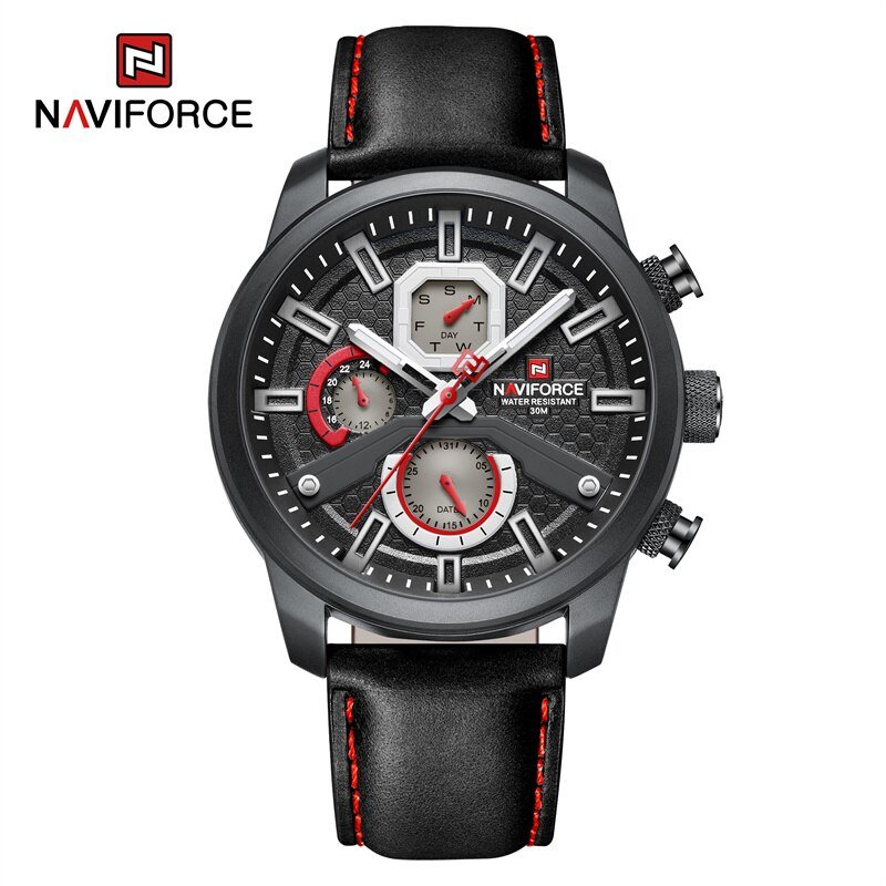 BBB_2022 Men Watches  Leather Band Calendar Quartz Watch Military Waterproof Sport Leisure Watch Men