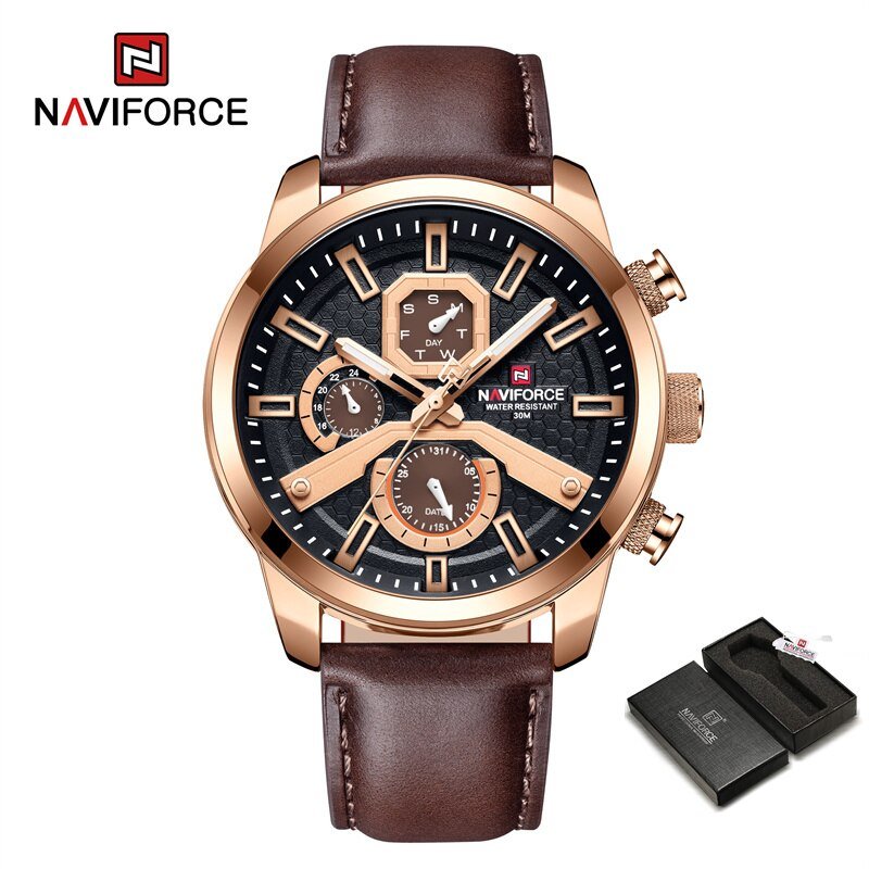 RGBDBN-BOX_2022 Men Watches  Leather Band Calendar Quartz Watch Military Waterproof Sport Leisure Wa