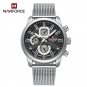 SB_Men's Calendar Watches Casual Sport Watch for Men Quartz WristWatch Stainless Steel Strap Watch  