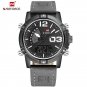 Black Gray_Men's Sport Watches Men Dual Display LED Digital Waterproof Leather Strap Quartz Military