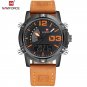 Black Orange_Men's Sport Watches Men Dual Display LED Digital Waterproof Leather Strap Quartz Milita