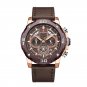 Leather Coffee_Men Watches  Luxury Luminous Quartz Mens Watch Stainless Steel Sport Chronograph Cloc