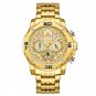 Steel Gold_Men Watches  Luxury Luminous Quartz Mens Watch Stainless Steel Sport Chronograph Clock