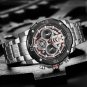 Steel Silver Black_Men Watches Luxury Luminous Quartz Mens Watch Stainless Steel Sport Chronograph
