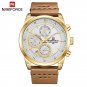 Gold White_Mens Watches   Luxury Waterproof 24 hour Date Quartz Watch Man Leather Sport Wrist Watch 