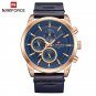Rose Gold Bule_Mens Watches   Luxury Waterproof 24 hour Date Quartz Watch Man Leather Sport Wrist Wa