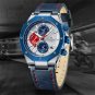 RGBEO_Quartz Watches for Men Leather Strap Sports Chronograph Wrist watch Auto Date Waterproof Lumin