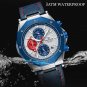 RGBEO-BOX_Quartz Watches for Men Leather Strap Sports Chronograph Wrist watch Auto Date Waterproof L