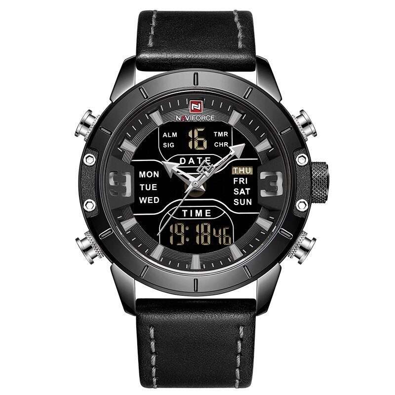 L-Black Black_Watch Men Top   Leather Waterproof Quartz Wristwatches Military Sport Men&acirc;��s Watches 