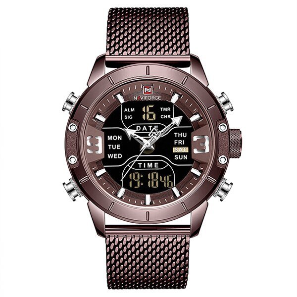 S-Coffee_Watch Men Top   Leather Waterproof Quartz Wristwatches Military Sport Men&acirc;��s Watches Date