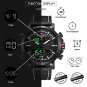 Black Bule_Mens Sports Watches Men Quartz LED Digital Clock Luxury Male Leather Waterproof Military