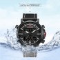 Black Grey_Mens Sports Watches Men Quartz LED Digital Clock  Luxury Male Leather Waterproof Military