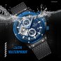 RGB_Quartz Watch for Men Sport Waterproof Chronograph Stainless Steel Strap Wristwatch Date Luminous