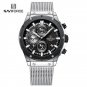 SB_Quartz Watch for Men Sport Waterproof Chronograph Stainless Steel Strap Wristwatch Date Luminous 