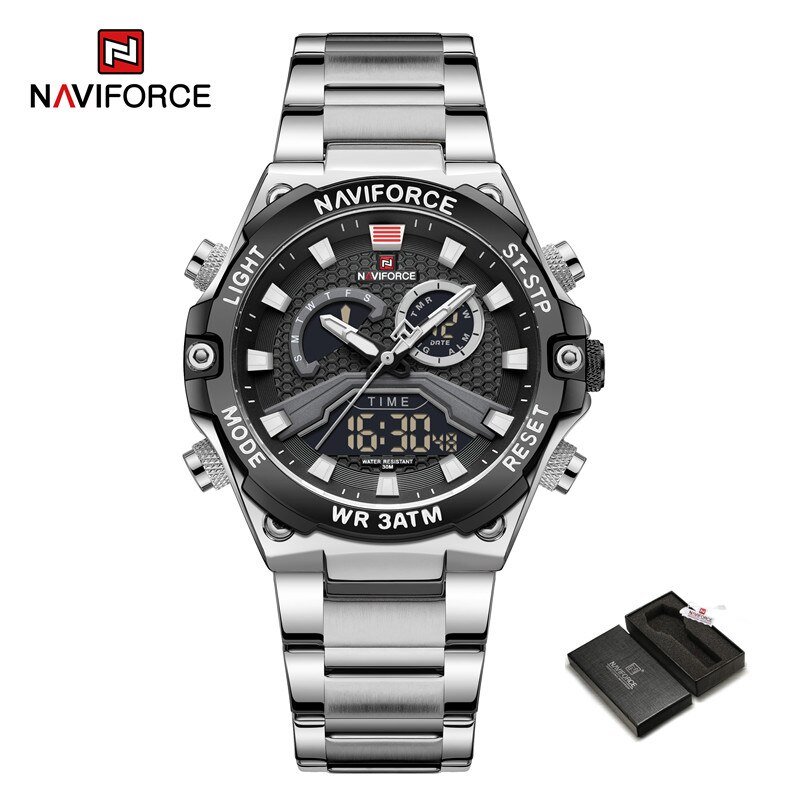 SBB-BOX_Men's Watches Luxury Quartz Sport Stainless Steel Strap Wrist Watch Waterproof Clock Male