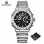 SB-BOX_Men Sport Watches Waterproof Stainless Steel Strap Quartz WristWatch Chronograph Luminous Mil