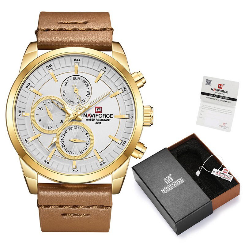 GW-Box-B_Watch  Luxury Men Waterproof Quartz Watches With  Set For Sale Leather Calendar Analog Men 