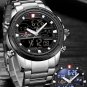 RGBE_Watches for Men Digital Chronograph Sport Quartz Wristwatch Waterproof Military Steel Band Lu