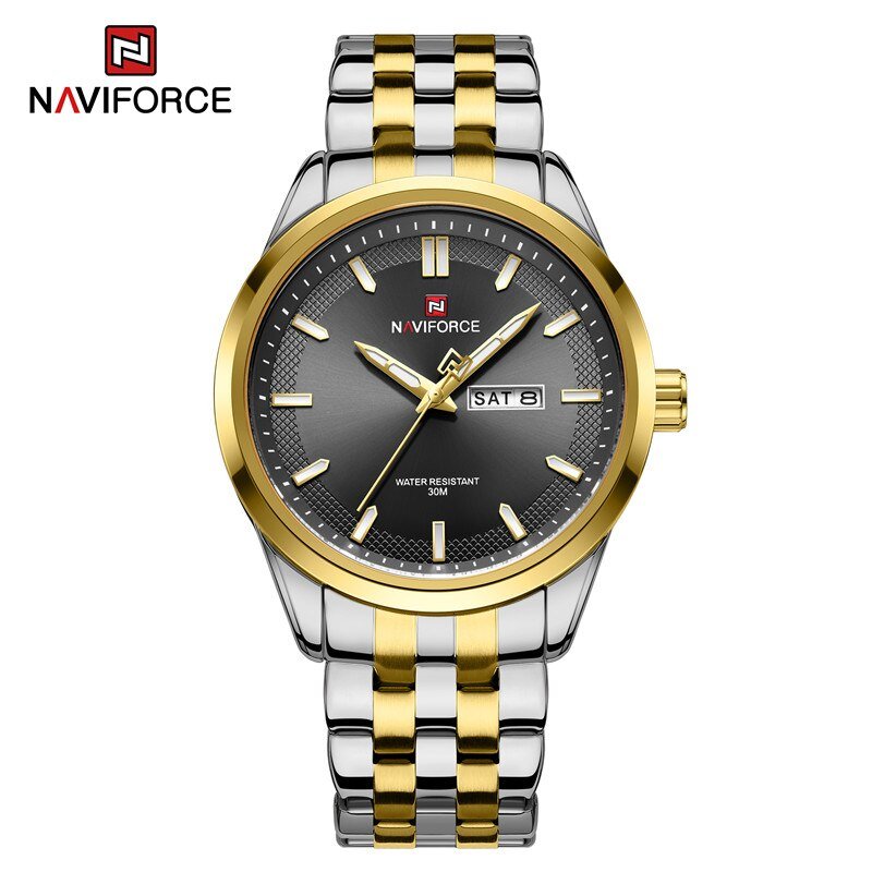 GB_Top Luxury Men Quartz Watch Sports Waterproof Luminous Wristwatch Stainless Steel Date Week Male 