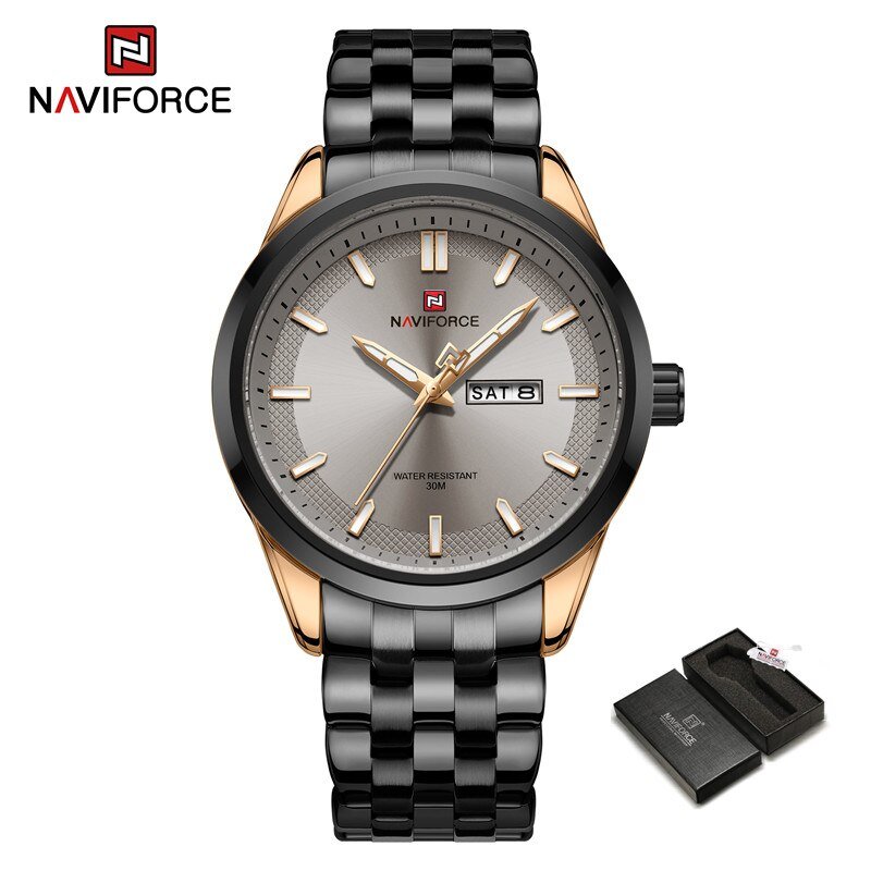RGGY-BOX_Top Luxury Men Quartz Watch Sports Waterproof Luminous Wristwatch Stainless Steel Date Week