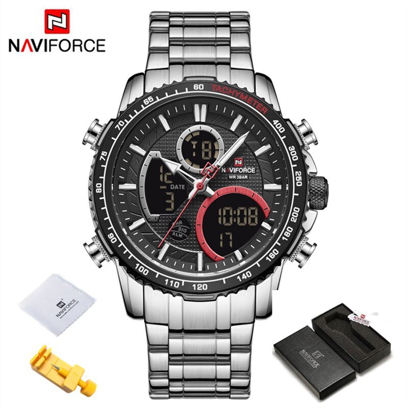 SB BOX_Men Watch   Sport Watch For Men Chronograph Quartz Wristwatch Military Waterproof Steel Band 