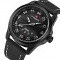 Black White_Brand Men Sports Watches Men's Quartz Date Clock Man Leather Strap Military Waterproof W