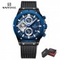 BBE-BOX-T_Men's Quartz Rose Gold Watches Stainless Steel Sports Chronograph Waterproof Casual Clocks