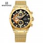 GB_Men's Quartz Rose Gold Watches Stainless Steel Sports Chronograph Waterproof Casual Clocks