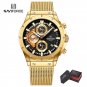 GB-BOX-T_Men's Quartz Rose Gold Watches Stainless Steel Sports Chronograph Waterproof Casual Clocks
