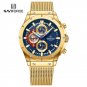 GBE_Men's Quartz Rose Gold Watches Stainless Steel Sports Chronograph Waterproof Casual Clocks