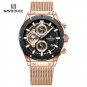 RGB_Men's Quartz Rose Gold Watches Stainless Steel Sports Chronograph Waterproof Casual Clocks