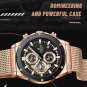 SGN_Men's Quartz Rose Gold Watches Stainless Steel Sports Chronograph Waterproof Casual Clocks