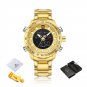 GG-BOX_Mens Sport Watch Gold Quartz Led Clock Men Waterproof Wrist Watch Male Military Watches
