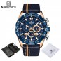RGBE-BOX_Casual Genuine Leather Male Watches Waterproof Chronograph Wristwatch Quartz Date Display C