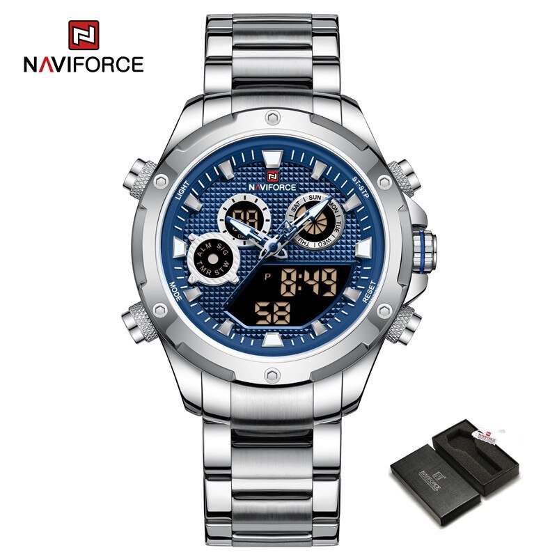 SBE-BOX_Luxury  Mens Watches Stainless Steel Quartz Chronograph Sport Leisure Waterproof Male Clock