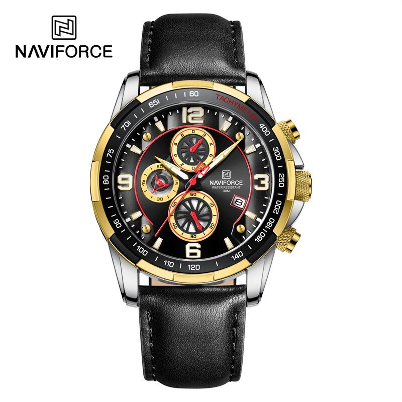 GBB_2022  Luxury  Watch For Men Multifunction Sport Luminous Mans Quartz Leather Watches Rel&Atilde;&sup3;gio